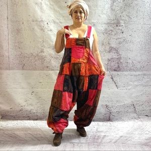 Handmade batik patchwork jumpsuit One Plus Size